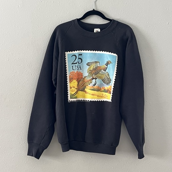 Vintage Fruit Of The Loom‎ 1988 USPS Stamp Pheasant Sweatshirt XL USA Crewneck